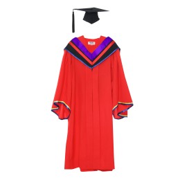 Custom made graduation gown of the school of doctoral Health Sciences of Macao University of science and technology, black square graduation cap, purple V-neck shawl, manufacturer of doctoral graduation gown DA161 Custom made graduation gown of the school of doctoral Health Sciences of Macao University of science and technology, black square graduation cap, purple V-neck shawl, manufacturer of doctoral graduation gown DA161